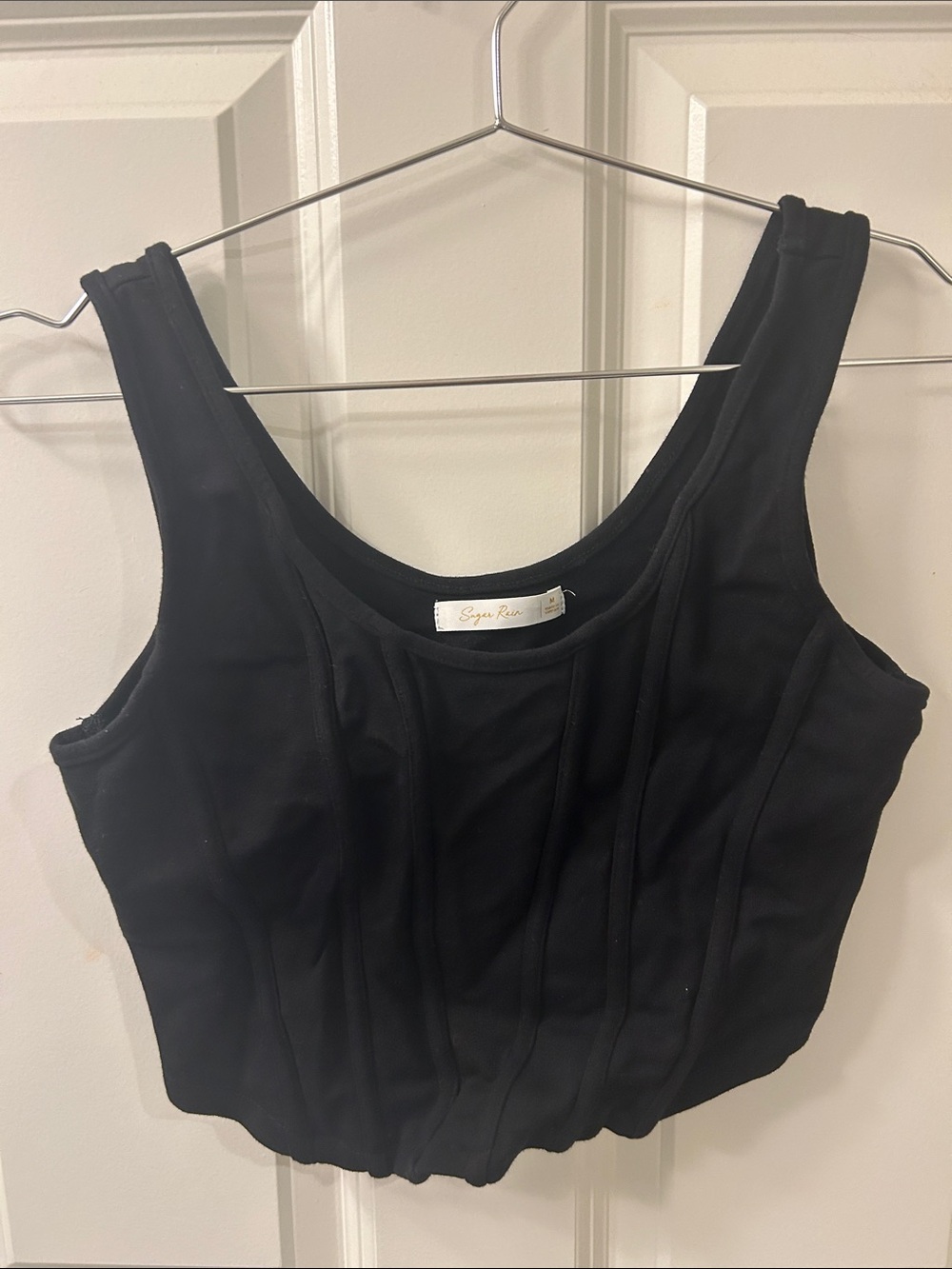 Sage Rae Black Structured Tank Crop Top